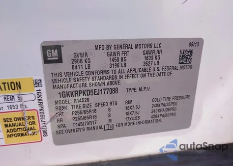 2014 GMC Acadia Sle-2 from USA, damaged, VIN 1GKKRPKD5EJ177088